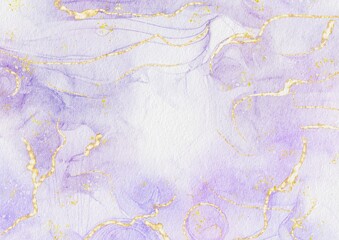 Wall Mural - Abstract art purple watercolor stains background on watercolor paper textured for design templates invitation card