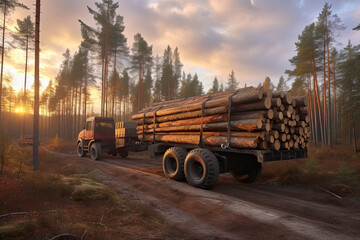 Wall Mural - Forest industry timber wood harvesting Finland