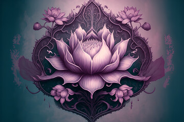 Poster - valentine pastel goth lotus flower Generative AI