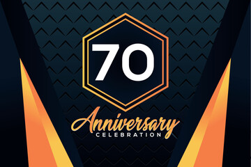 Poster - 70 year anniversary celebration logo design with elegance double orange line on luxury background