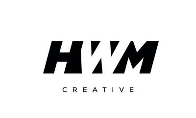 Wall Mural - HWM letters negative space logo design. creative typography monogram vector	