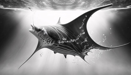 Wall Mural - manta ray gliding in the ocean generative ai
