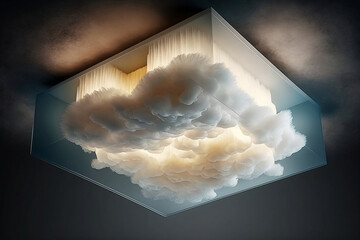 Wall Mural - cloud light bulb in the dark. generative ai.