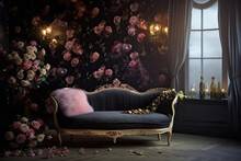 Elegant Princess Room Decorated With Roses, Generative AI