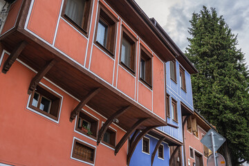 Sticker - Facades of traditional houses in Ancient Town area of Plovdiv, Bulgaria