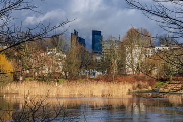 Sticker - Pond in Szczesliwicki Park, Warsaw, Poland