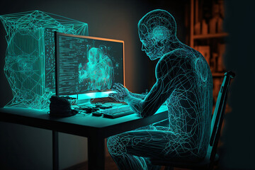 digital technology, software development concept. generative ai