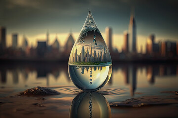 Sticker - New York City inside a waterdrop - Generative AI