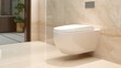 Elevate your bathroom with this luxurious, modern wall hung toilet, AI generated