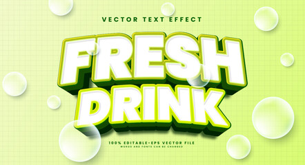 Fresh drink text effect with bubbles in the background