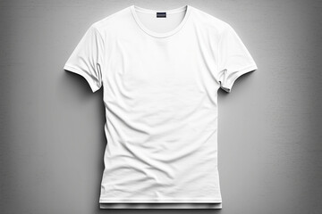 Wall Mural - isolated white t shirt mockup template, front view, man and woman t shirt on gey background