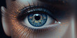 Close-Up of Eye Iris on Black Background with Macro Photography - Generative AI