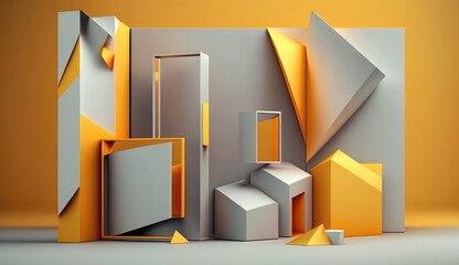 Poster - geometric shapes abstract background ai generated