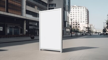 Generative AI, Realistic street big billboard mock up blank for presentation advertising. Outdoor sign blank in the futuristic city, business concept
