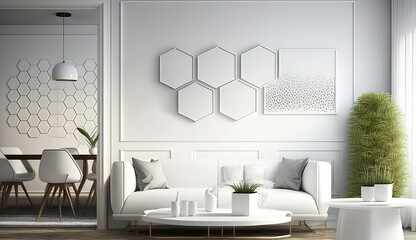 Poster - white hexagon interior ai generated