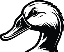 Duck Logo Monochrome Design Style
