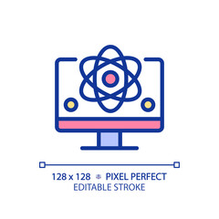 Wall Mural - Computer science and STEM pixel perfect RGB color icon. Education course for students. Technology researching. Isolated vector illustration. Simple filled line drawing. Editable stroke