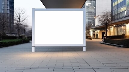 Generative AI, Realistic street big billboard mock up blank for presentation advertising. Outdoor sign blank in the futuristic city, business concept