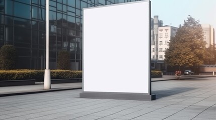 Generative AI, Realistic street big billboard mock up blank for presentation advertising. Outdoor sign blank in the futuristic city, business concept