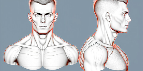illustration of human adult shoulders - generative ai