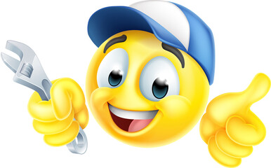 Sticker - Mechanic or Plumber Spanner Emoticon Emoji Icon