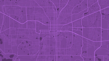 Wall Mural - Background Tallahassee map, Florida, purple city poster. Vector map with roads and water. Widescreen proportion, flat design roadmap.