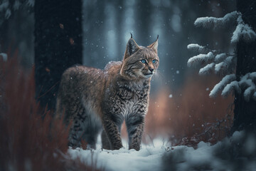 Poster - lynx in the snow