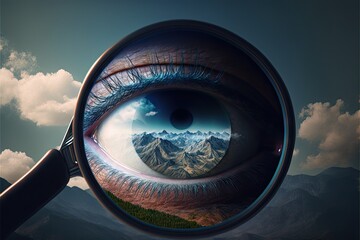 Canvas Print - Human eye business vision double exposure, created with generative ai