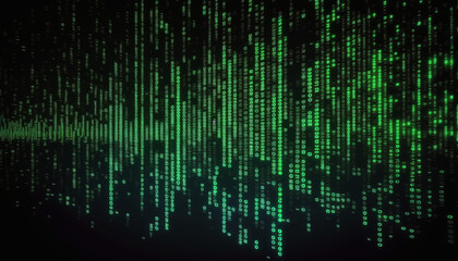 Falling numbers of binary code of the matrix digital dark background with noise effect corrupted code