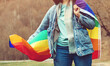 © volurol - Happiness, freedom and love concept for same sex couples. Lifestyle, people and love. Celebrating the lgbt lesbian women rights.