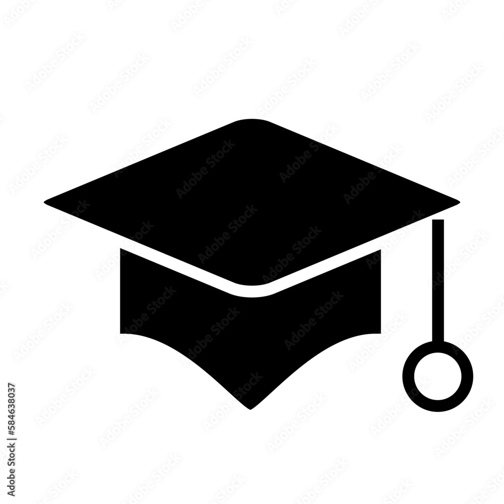 solid graduation hat icon Stock Vector | Adobe Stock