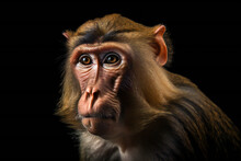 Funny Portrait Of Smiling Barbary Macaque Monkey Show, Animals, Wildlife, Generative AI