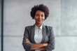 © pixardi - Smiling African-American Businesswoman Portrait. Photo generative AI