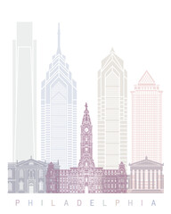 Wall Mural - Philadelphia skyline in pastel color