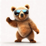 Fototapeta  - Bear Wearing Cool Eye Glasses. Generative AI