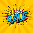 © VlasovaVector - Vector pop art banner huge blowout with expression text Spring Sale, shopping comic text speech bubble. Promotional background, presentation poster.