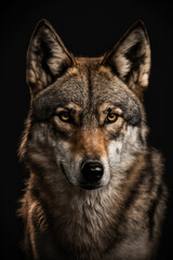  Generative AI of a portrait of a wolf. 