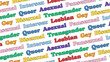 © Vector Archive - LGBTQ Typography Background. LGBT Pride Backgroud with Sexual Orientations Text. Diversity and Inclusion Illustration for Pride Month.