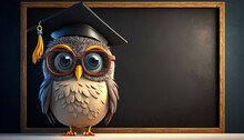 Owl On Blackboard