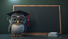 Owl Teacher With Blackboard