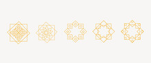 Vector Set Of Logo Design Templates Abstract Symbols In Ornamental Arabic Style, Islamic Background.Ramadan Kareem