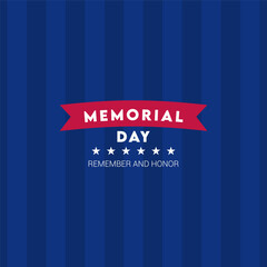 Blue striped background with red and white stripes with the theme of memorial day