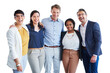 © peopleimages.com - Hug, support and group of smiling businesspeople in on a corporate transparent, png background. Embrace, diversity and multicultural people excited with a positive and professional job mindset