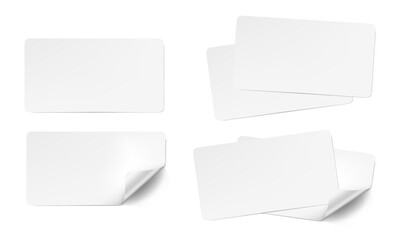 Realistic White Round Corner Paper Adhesive Cards