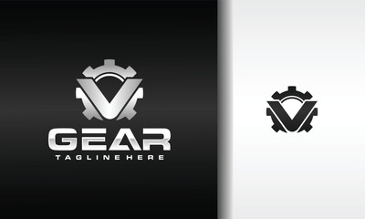 Sticker - initial letter V gear logo