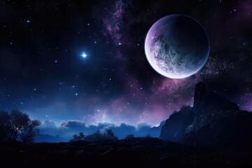 Wall Mural - moon and starry night sky in space. generative ai