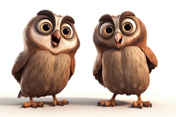 two owls sitting on a branch