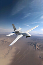 AI illustration of an unmanned aircraft flying