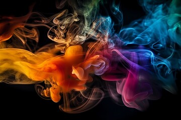 Wall Mural - vibrant colorful smoke on black background wallpaper