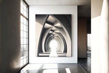 Canvas Print - large corridors in concrete interior, abstract architectural forms, created with generative ai